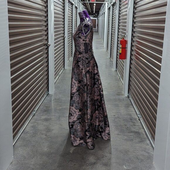 Aidan Mattox NWT Size 0 Pink Printed Sleeveles Full Length Dress Gown Prom - Picture 4 of 11